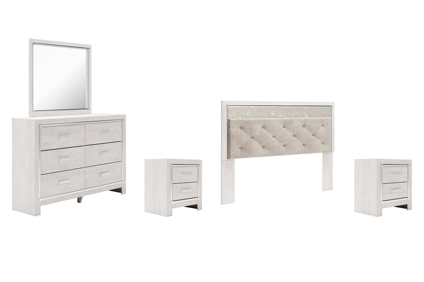 Altyra King Panel Headboard with Mirrored Dresser and 2 Nightstands at Towne & Country Furniture (AL) furniture, home furniture, home decor, sofa, bedding