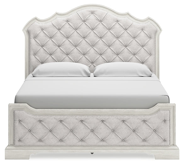 Arlendyne California King Upholstered Bed with Mirrored Dresser and 2 Nightstands at Towne & Country Furniture (AL) furniture, home furniture, home decor, sofa, bedding