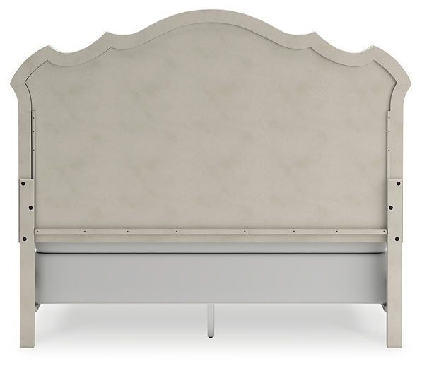 Arlendyne California King Upholstered Bed with Mirrored Dresser and 2 Nightstands at Towne & Country Furniture (AL) furniture, home furniture, home decor, sofa, bedding