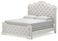 Arlendyne California King Upholstered Bed with Mirrored Dresser and 2 Nightstands at Towne & Country Furniture (AL) furniture, home furniture, home decor, sofa, bedding