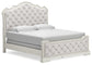 Arlendyne California King Upholstered Bed with Mirrored Dresser and 2 Nightstands at Towne & Country Furniture (AL) furniture, home furniture, home decor, sofa, bedding