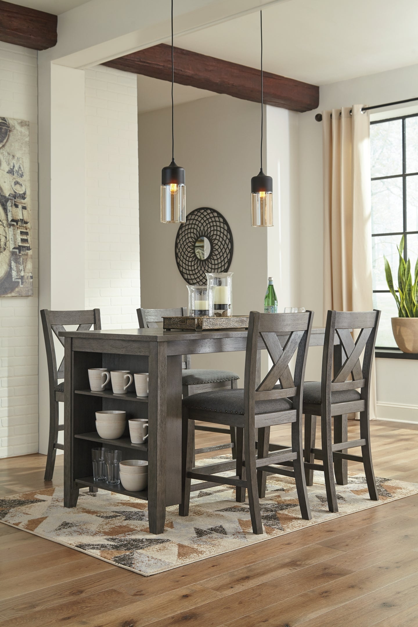 Ashley Express - Caitbrook Counter Height Dining Table and 4 Barstools at Towne & Country Furniture (AL) furniture, home furniture, home decor, sofa, bedding