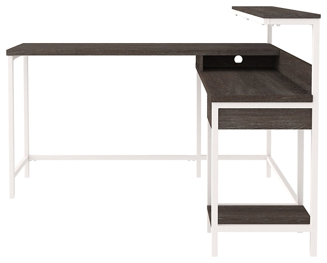 Ashley Express - Dorrinson L-Desk with Storage at Towne & Country Furniture (AL) furniture, home furniture, home decor, sofa, bedding