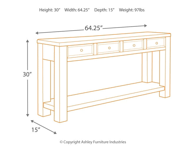 Ashley Express - Gavelston Sofa Table at Towne & Country Furniture (AL) furniture, home furniture, home decor, sofa, bedding