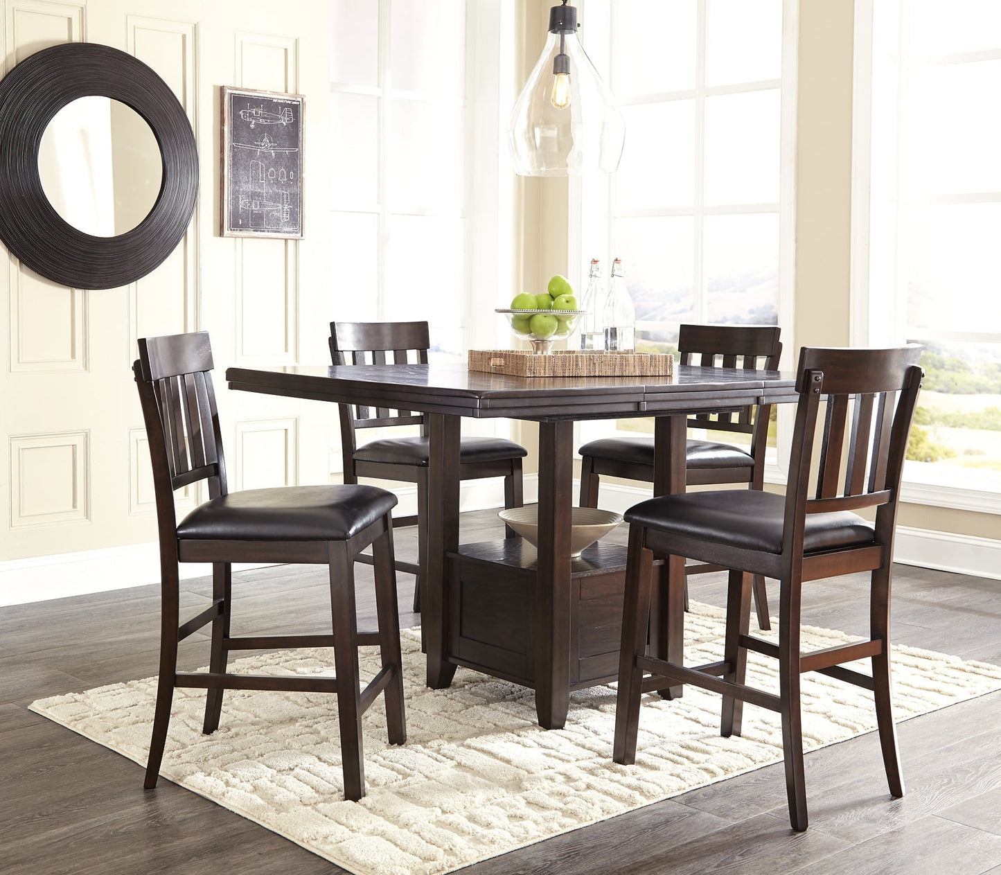 Ashley Express - Haddigan Counter Height Dining Table and 4 Barstools at Towne & Country Furniture (AL) furniture, home furniture, home decor, sofa, bedding