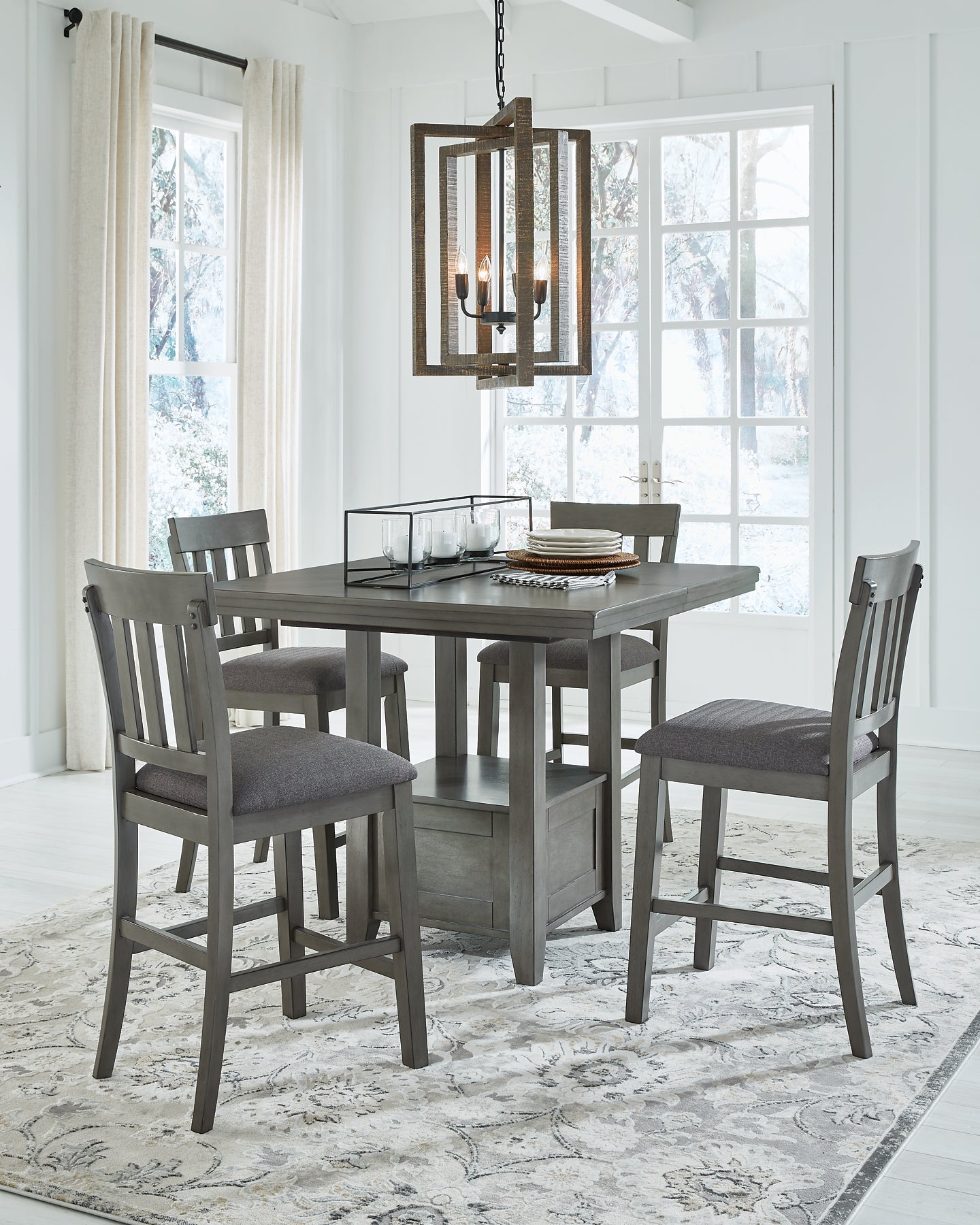 Ashley Express - Hallanden Counter Height Dining Table and 4 Barstools at Towne & Country Furniture (AL) furniture, home furniture, home decor, sofa, bedding