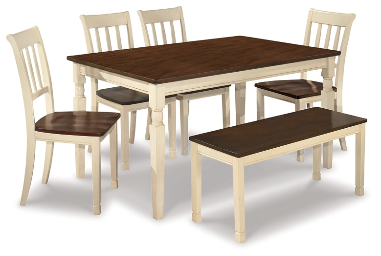 Ashley Express - Whitesburg Dining Table and 4 Chairs and Bench at Towne & Country Furniture (AL) furniture, home furniture, home decor, sofa, bedding