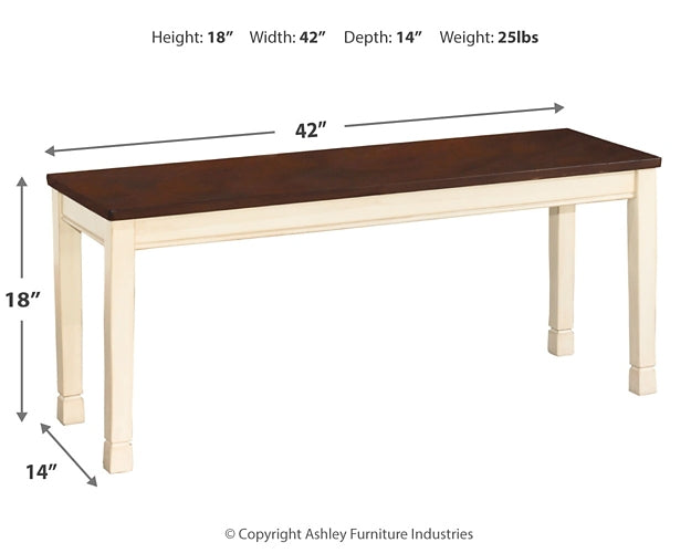 Ashley Express - Whitesburg Dining Table and 4 Chairs and Bench at Towne & Country Furniture (AL) furniture, home furniture, home decor, sofa, bedding