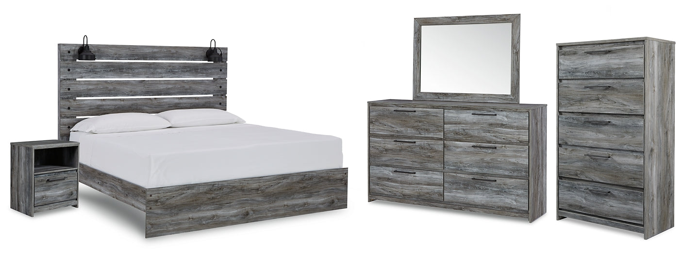 Baystorm King Panel Bed with Mirrored Dresser, Chest and Nightstand at Towne & Country Furniture (AL) furniture, home furniture, home decor, sofa, bedding