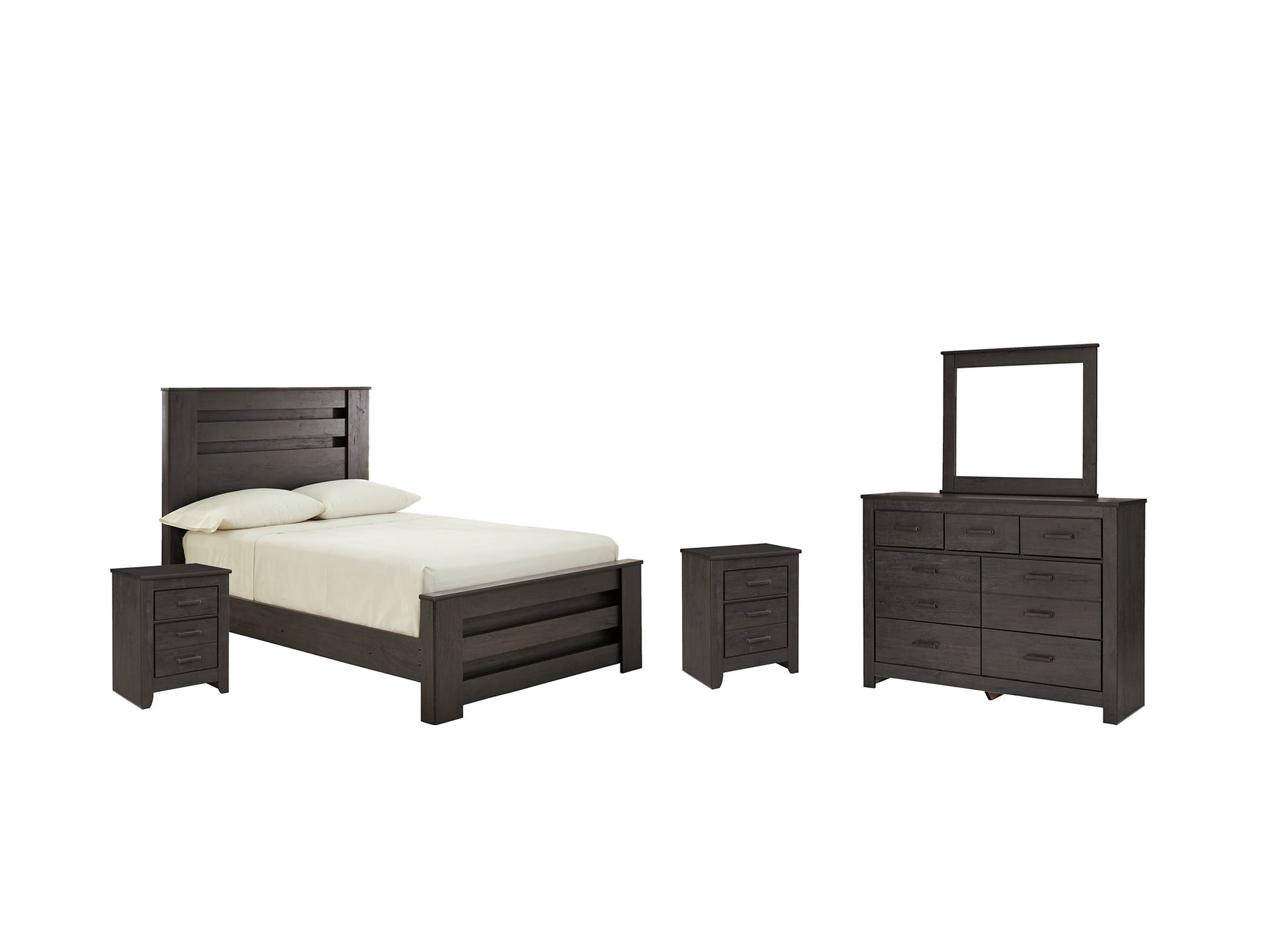 Brinxton Full Panel Bed with Mirrored Dresser and 2 Nightstands at Towne & Country Furniture (AL) furniture, home furniture, home decor, sofa, bedding