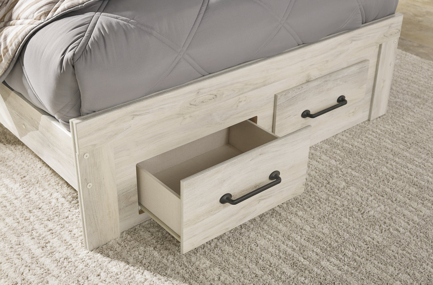 Cambeck Full Panel Bed with 4 Storage Drawers with Mirrored Dresser, Chest and Nightstand at Towne & Country Furniture (AL) furniture, home furniture, home decor, sofa, bedding