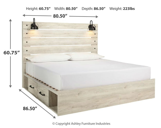 Cambeck King Panel Bed with 2 Storage Drawers with Mirrored Dresser and Chest at Towne & Country Furniture (AL) furniture, home furniture, home decor, sofa, bedding