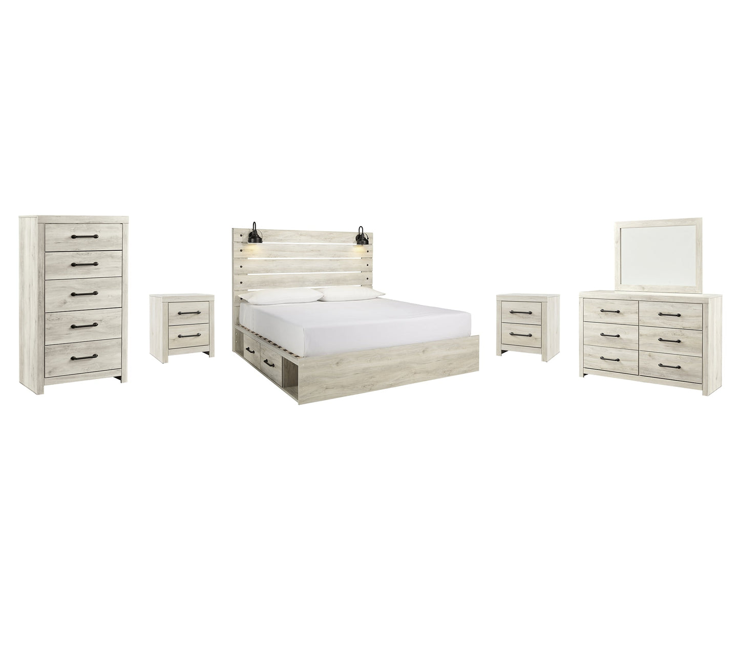 Cambeck  Panel Bed With 2 Storage Drawers With Mirrored Dresser, Chest And 2 Nightstands at Towne & Country Furniture (AL) furniture, home furniture, home decor, sofa, bedding