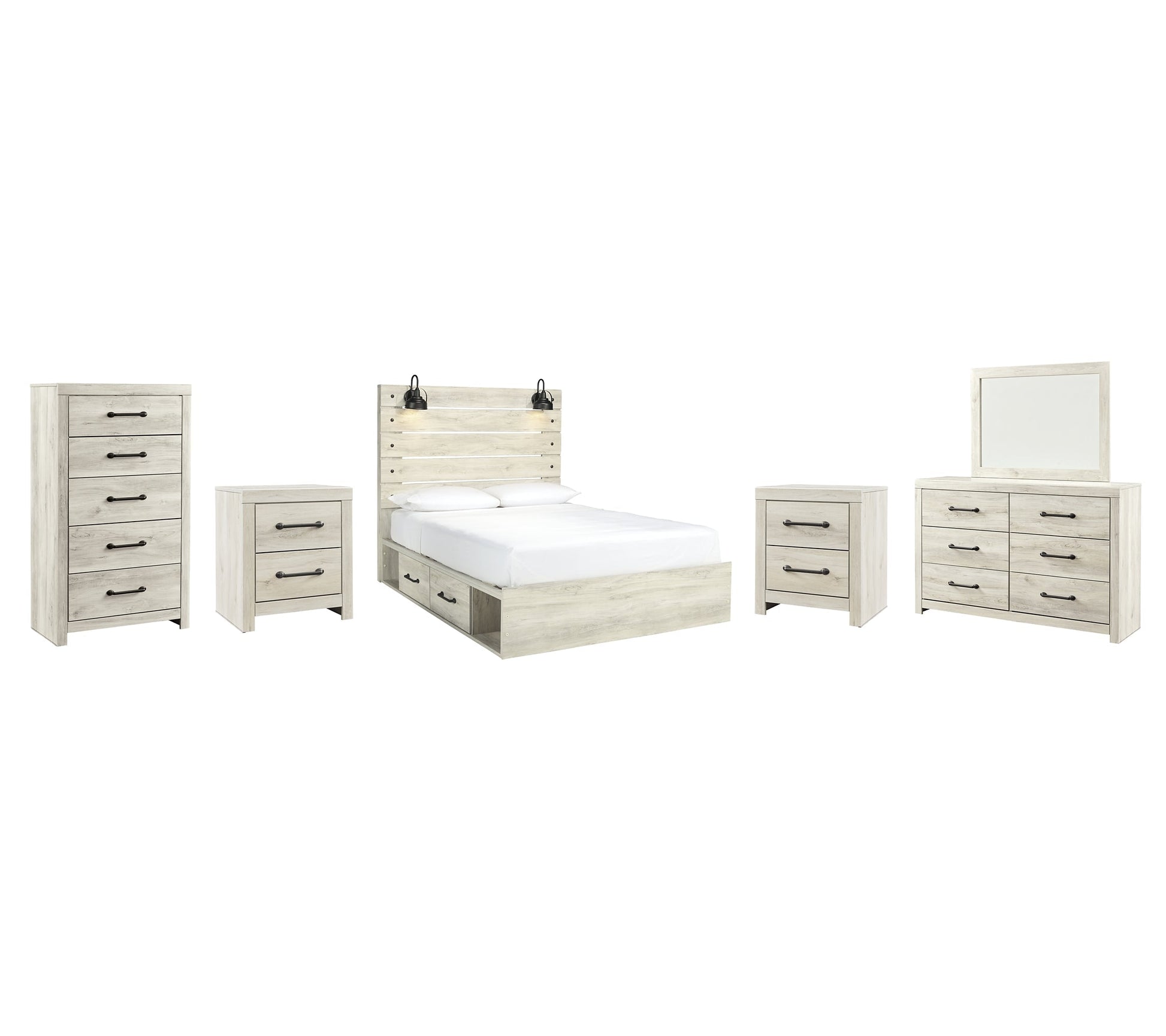 Cambeck  Panel Bed With 2 Storage Drawers With Mirrored Dresser, Chest And 2 Nightstands at Towne & Country Furniture (AL) furniture, home furniture, home decor, sofa, bedding