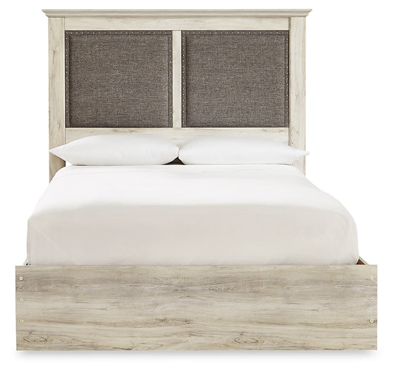 Cambeck Queen Upholstered Panel Bed with Mirrored Dresser, Chest and Nightstand at Towne & Country Furniture (AL) furniture, home furniture, home decor, sofa, bedding