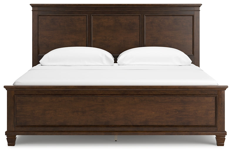 Danabrin California King Panel Bed with Mirrored Dresser, Chest and Nightstand at Towne & Country Furniture (AL) furniture, home furniture, home decor, sofa, bedding