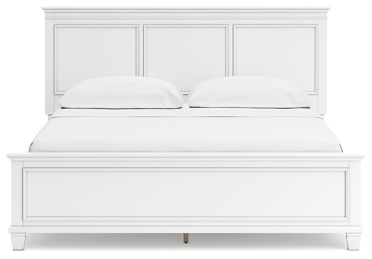 Fortman California King Panel Bed with Mirrored Dresser, Chest and Nightstand at Towne & Country Furniture (AL) furniture, home furniture, home decor, sofa, bedding