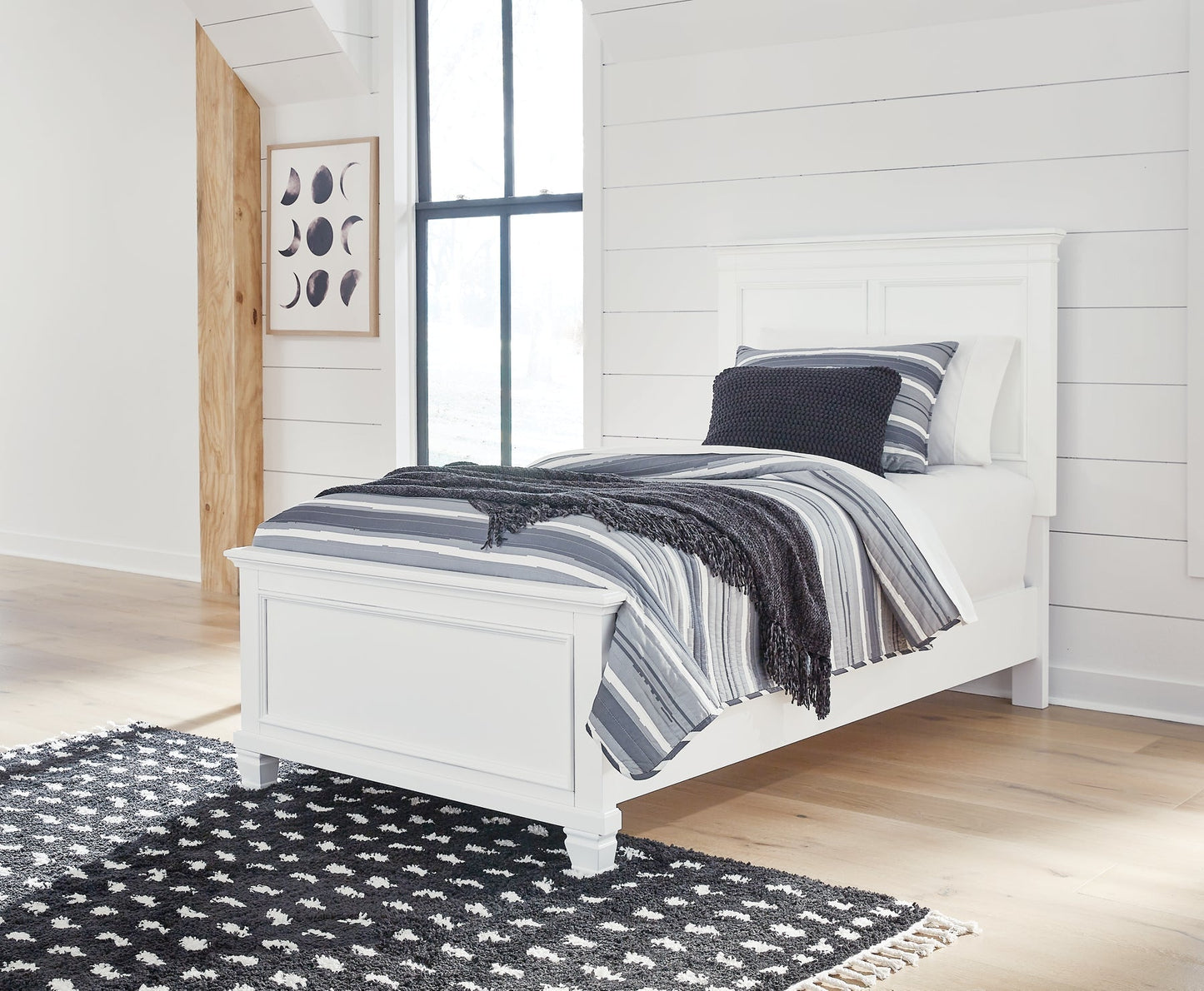 Fortman Twin Panel Bed with Mirrored Dresser and 2 Nightstands at Towne & Country Furniture (AL) furniture, home furniture, home decor, sofa, bedding