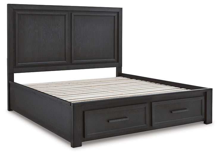 Foyland California King Panel Storage Bed with Mirrored Dresser and Chest at Towne & Country Furniture (AL) furniture, home furniture, home decor, sofa, bedding
