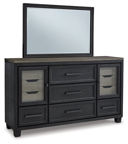 Foyland California King Panel Storage Bed with Mirrored Dresser and Chest at Towne & Country Furniture (AL) furniture, home furniture, home decor, sofa, bedding