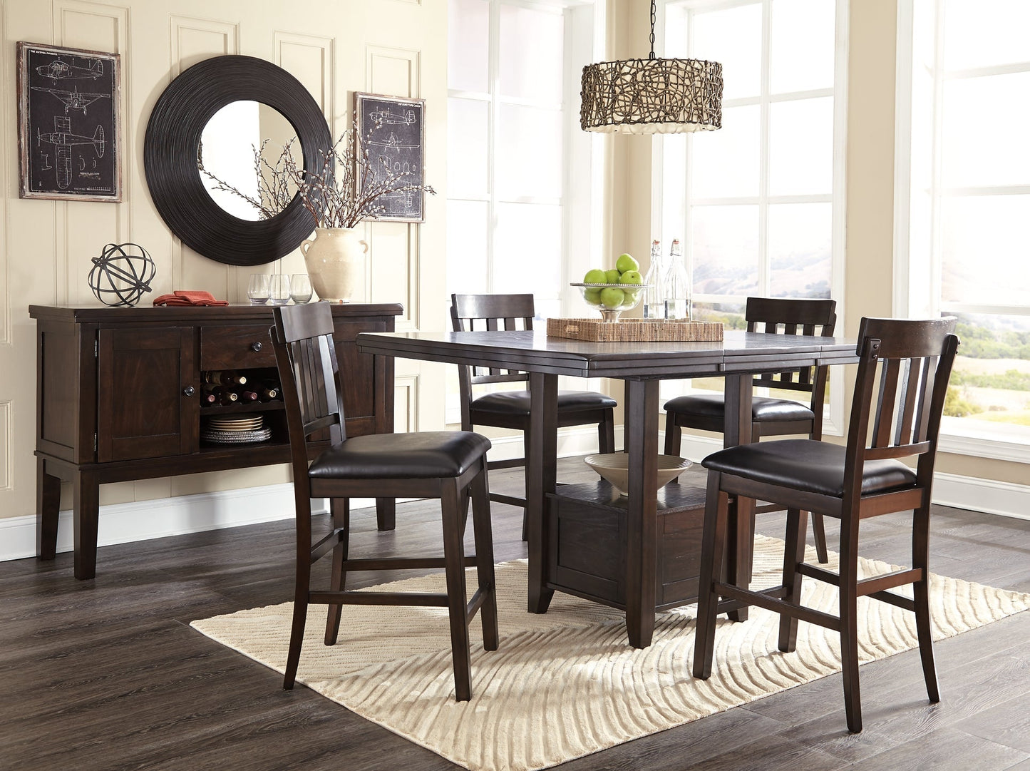 Haddigan Counter Height Dining Table and 4 Barstools with Storage at Towne & Country Furniture (AL) furniture, home furniture, home decor, sofa, bedding