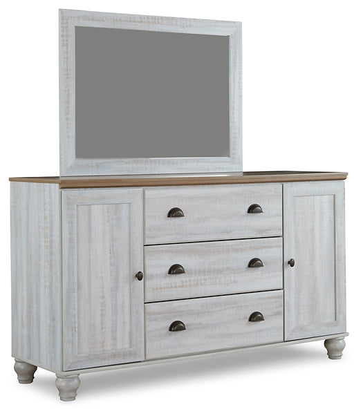 Haven Bay Queen Panel Bed with Mirrored Dresser and 2 Nightstands at Towne & Country Furniture (AL) furniture, home furniture, home decor, sofa, bedding