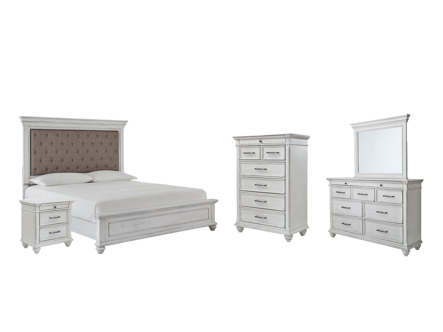 Kanwyn Queen Panel Bed with Mirrored Dresser, Chest and Nightstand at Towne & Country Furniture (AL) furniture, home furniture, home decor, sofa, bedding