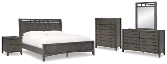 Montillan Queen Panel Bed with Mirrored Dresser, Chest and Nightstand at Towne & Country Furniture (AL) furniture, home furniture, home decor, sofa, bedding