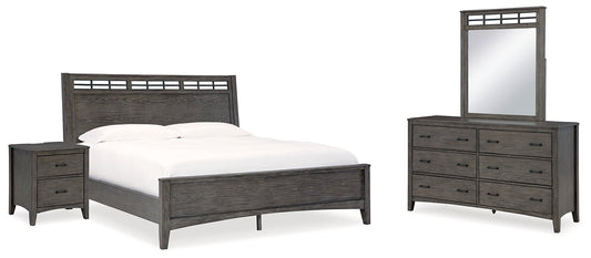 Montillan Queen Panel Bed with Mirrored Dresser and Nightstand at Towne & Country Furniture (AL) furniture, home furniture, home decor, sofa, bedding