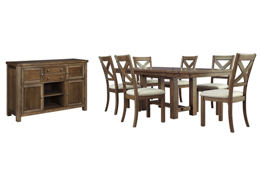 Moriville Dining Table and 6 Chairs with Storage at Towne & Country Furniture (AL) furniture, home furniture, home decor, sofa, bedding