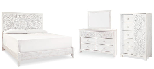 Paxberry King Panel Bed with Mirrored Dresser and Chest at Towne & Country Furniture (AL) furniture, home furniture, home decor, sofa, bedding