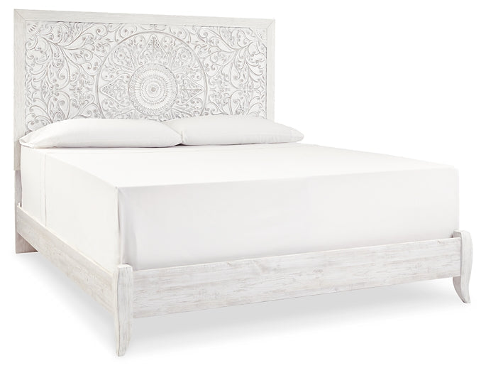 Paxberry King Panel Bed with Mirrored Dresser at Towne & Country Furniture (AL) furniture, home furniture, home decor, sofa, bedding