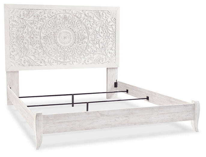 Paxberry King Panel Bed with Mirrored Dresser at Towne & Country Furniture (AL) furniture, home furniture, home decor, sofa, bedding