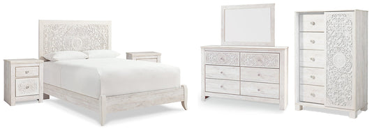 Paxberry Queen Panel Bed with Mirrored Dresser, Chest and 2 Nightstands at Towne & Country Furniture (AL) furniture, home furniture, home decor, sofa, bedding