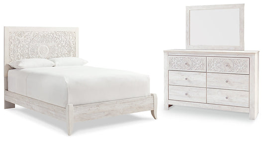 Paxberry Queen Panel Bed with Mirrored Dresser at Towne & Country Furniture (AL) furniture, home furniture, home decor, sofa, bedding