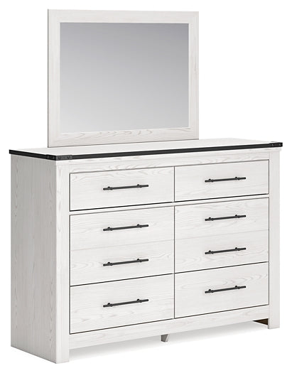 Schoenberg Queen Panel Bed with Mirrored Dresser, Chest and Nightstand at Towne & Country Furniture (AL) furniture, home furniture, home decor, sofa, bedding
