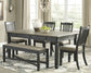 Tyler Creek Dining Table and 4 Chairs and Bench at Towne & Country Furniture (AL) furniture, home furniture, home decor, sofa, bedding