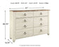 Willowton Six Drawer Dresser at Towne & Country Furniture (AL) furniture, home furniture, home decor, sofa, bedding