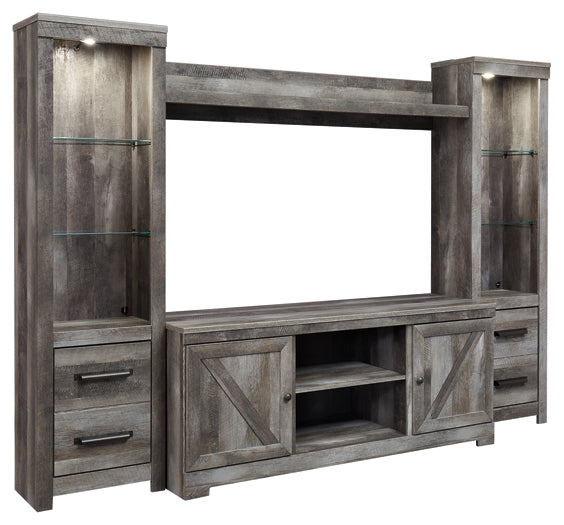 Wynnlow 4-Piece Entertainment Center at Towne & Country Furniture (AL) furniture, home furniture, home decor, sofa, bedding