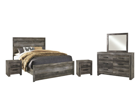 Wynnlow Queen Panel Bed with Mirrored Dresser and 2 Nightstands at Towne & Country Furniture (AL) furniture, home furniture, home decor, sofa, bedding