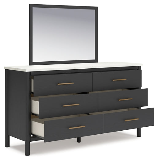 Cadmori Full Upholstered Panel Bed with Mirrored Dresser, Chest and 2 Nightstands