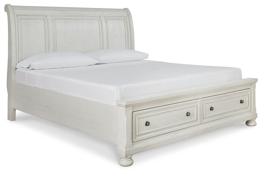 Robbinsdale Queen Sleigh Bed with Storage with Mirrored Dresser, Chest and Nightstand