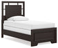 Covetown Twin Panel Bed with Mirrored Dresser and 2 Nightstands