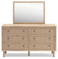 Cielden Full Upholstered Panel Bed with Mirrored Dresser and 2 Nightstands