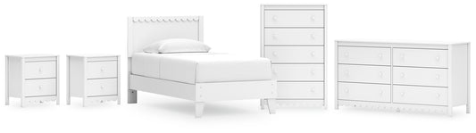 Ashley Express - Hallityn Twin Panel Platform Bed with Dresser, Chest and 2 Nightstands